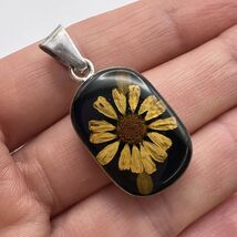 Vintage Women's Jewelry Handmade Sterling Silver 925 Pendant Dry Flower ... - $98.00