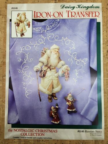 NEW 1990s Daisy Kingdom Russian Santa 6146 No-Sew Fabric Applique Vintage - $19.79