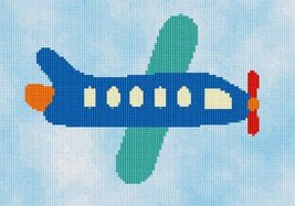 Pepita Needlepoint Canvas: Blue Airplane, 10&quot; x 7&quot; - £39.18 GBP+