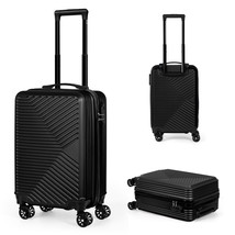 20&quot; Hardside Carry On Luggage Lightweight Travel Suitcase W/Spinner Wheels Black - £51.95 GBP