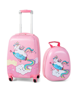 Kids Luggage Set 2-PC 18-In Rolling Spinner Suitcase 12-In Backpack Pink... - £69.45 GBP