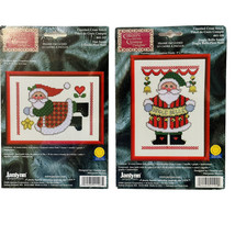 (2) Janlynn CHRISTMAS Cross Stitch Kits:  Jingle Bell Santa &amp; Star Santa NOS NIP - £16.75 GBP