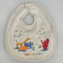 RARE Vintage Carter&#39;s John Lennon Primary Rainbow Elephant Animals Baby Bib - £15.76 GBP