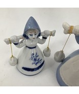 Vintage Dutch Girl Milk Maid Bell Figurines Buckets Figurine Holland Blu... - £11.82 GBP