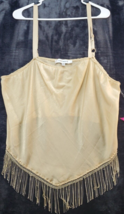 Lilly White Tank Top Womens 3X Beige Fringe Polyester Spaghetti Strap Round Neck - £10.44 GBP