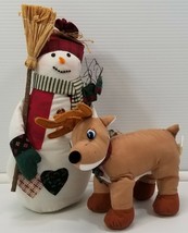 AG) Vintage Snowman and Miles Kimball Reindeer Christmas Plush Decorations - $12.86