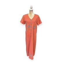 Country Wear Casuals Pink Embroidered Maxi Dress Size M Medium Fish Print - £23.73 GBP