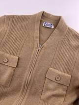 Vintage Trick Meister Sweater Men Large Beige Brown Cardigan Full Zip Wool Blend - $17.60