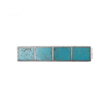 Vintage Zuni sterling turquoise channel inlay tie bar - £55.79 GBP