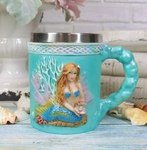 Ebros Turquoise Ocean Marine Coral Reef Mermaid With Pearl Mug 12oz Naut... - $24.99