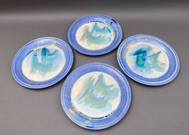 Edgecomb Potters USA Blue Green Glazed Porcelain Dinner Plate Set Of 4 - $299.99
