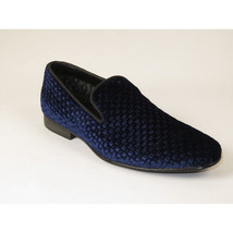 Men's Shoes Steve Madden Slip On Dress or Casual Velvet Lifted Navy Blue image 3
