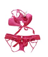 NEW One size fits most soft lace tie bra with panty hot pink - $12.00