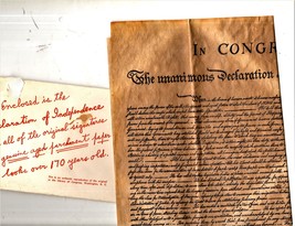 Declaration Of Independence - on Parchment - $8.00