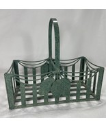 Vintage Grape Leaves 9&quot; Tall Fruit Eggs Decorative Metal Basket Decor 2lbs - $13.61