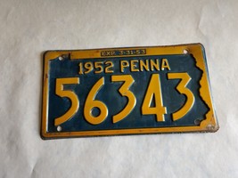 Vintage / Antique 1952 Pennsylvania PA License Plate Steel 56343 - $49.99