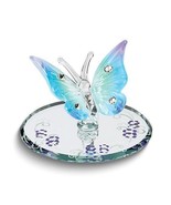Glass Baron Blue &amp; Purple Butterfly with Crystals Handcrafted Glass Figu... - £16.84 GBP
