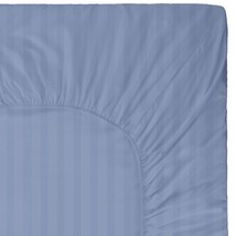 400 Thread Count 100% Natural Cotton 1 Fitted Sheet Only Damask Stripe Sky Blue  - £47.30 GBP