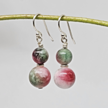 925 Sterling Silver - Nzuri Moyo Stone Beaded Dangle Earrings RARE - £18.34 GBP