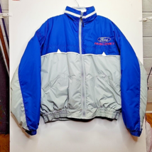 Ford Racing Blue &amp; Gray Puffer Jacket SZ XL Competitors View Y2k NASCAR - £34.42 GBP