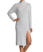 Abound Women&#39;s Sweater Dress Knit Turtle Neck Midi Slit Gray Ribbed Small S - £15.71 GBP