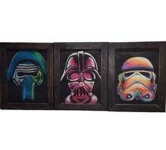 Star Wars Art Lot of 3 Original Paintings: Darth Vader, Kylo Ren, Stormtrooper - £35.93 GBP