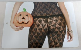 Halloween Sexy Girl Woman in Black Lingerie with Pumpkin_Big Ass_Metal Pinup_Ero - £15.67 GBP