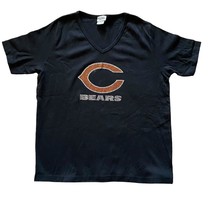 Chicago Bears Unisex New Dark Navy Blue V Neck Bling Tshirt for Women Sz Large - $24.74