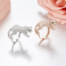 Fashion designer 925 sterling silver AAA cubic zirconia panther rings for women  - £59.30 GBP