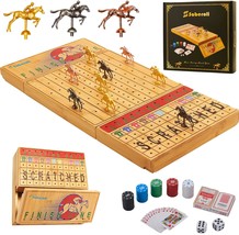 Portable Horse Racing Board Game Horse Race Board Game with 11 Metal Horses 2 Di - £97.20 GBP