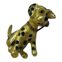 Dog Brooch Carol Lee Vintage Enamel Dalmatian Spotted Pin kitsch animal jewelry - £11.65 GBP