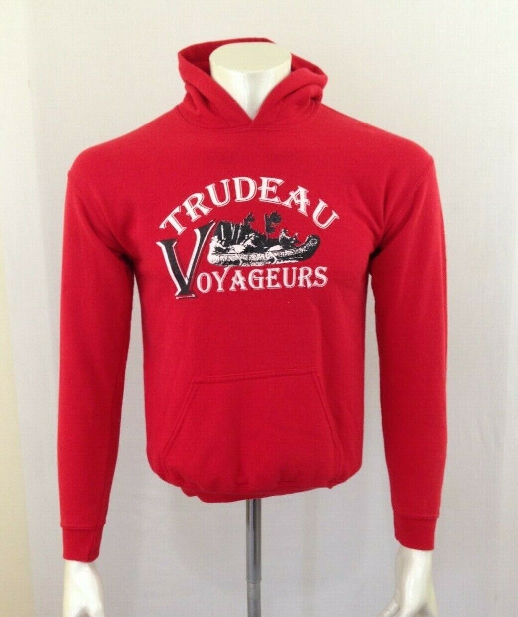 Trudeau Voyageurs Hoodie Boys Size L Red Graphic Long Sleeve Hooded Sweatshirt  - $12.86
