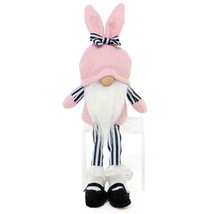 Dapper Dandy Gnome T4436 Pink Bunny Striped Legs White Beard 10.5&quot; H - £19.81 GBP