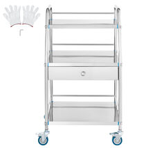 VEVOR Service Cart, 3 Layers Stainless Steel Utility Rolling Cart, with ... - €111,92 EUR