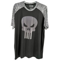 Marvel The Punisher T-Shirt 2XL Black Gray Pin-Look on Graphic Polyester - £9.30 GBP
