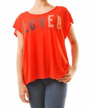 SUNDRY Womens T-Shirt Loved Short Sleeve Oversized Comfortable Red Size S - £29.29 GBP