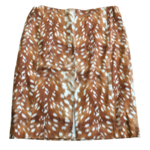 Worth New York Pencil Skirt Animal Print Lined Brown White Front Slit Career 10 - £39.22 GBP