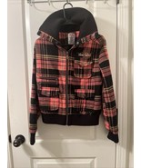 Blac Label Pink Women&#39;s Juniors Pink &amp; Black Plaid Full Zip Coat Jacket ... - $78.57