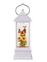 Sunflowers and dancing butterfly lighted water lantern snow globe - $118.75
