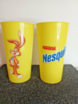 (2) Nesquik Bunny Yellow Tall Plastic Cup Rabbit Nestle Nesquik Tumbler ... - £13.89 GBP