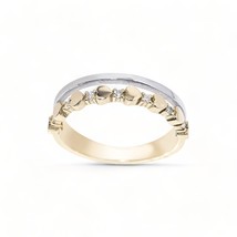 Double Row Ring in 14K Gold/Heart Ring/Cz Heart Ring/Two-Tone Ring - $538.86