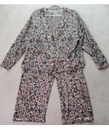 2 Piece Set Joyspun Cardigan + Capri Pants Womens Large Multicolor Leopa... - $37.92 CAD
