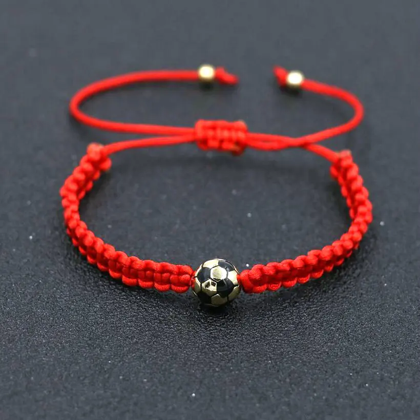 Sporting Handcrafted Gold Color Ball Football Charm Braid Bracelets Men Women Re - £23.90 GBP