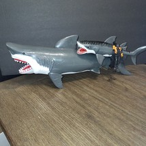 Great White Shark Figure 21” Chomping Toy Light Up Eyes Sea &amp; 2nd Shark W/Diver - $44.99