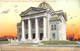 Kansas City Mo~Second Church Of Christ SCIENTIST-31st &amp; TROOST~1909 Pmk Postcard - £5.74 GBP