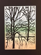Woodblock Print: Riverside Variation 2 (Limited Edition) Matted to 8&quot; x 10&quot; - $25.00