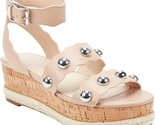 MARC FISHER Faythe Silver Ball Studded Flatform Sandals 9 M faux Leather - $34.61