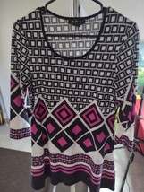 Sophie A Dress Women S/P Small Petite Long Sleeve A-Line Geometric - $14.20