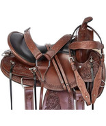 Western  Leather Horse Saddle Pleasure Trail Hand Tooled Size 14&quot; to 18&quot; - £326.94 GBP+