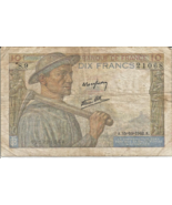 1942 Banque De France - 10 DIX FRANCS Currency CIR. # 7 - $6.92
